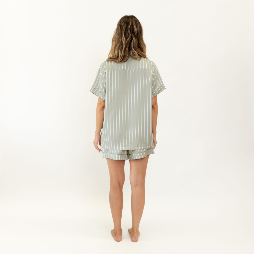 Ivy Bamboo Shirt - Olive Stripe