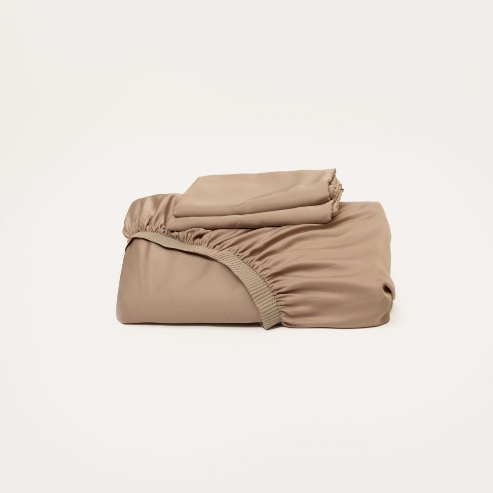 Bamboo Fitted Sheet & Pillowslips - Mocha